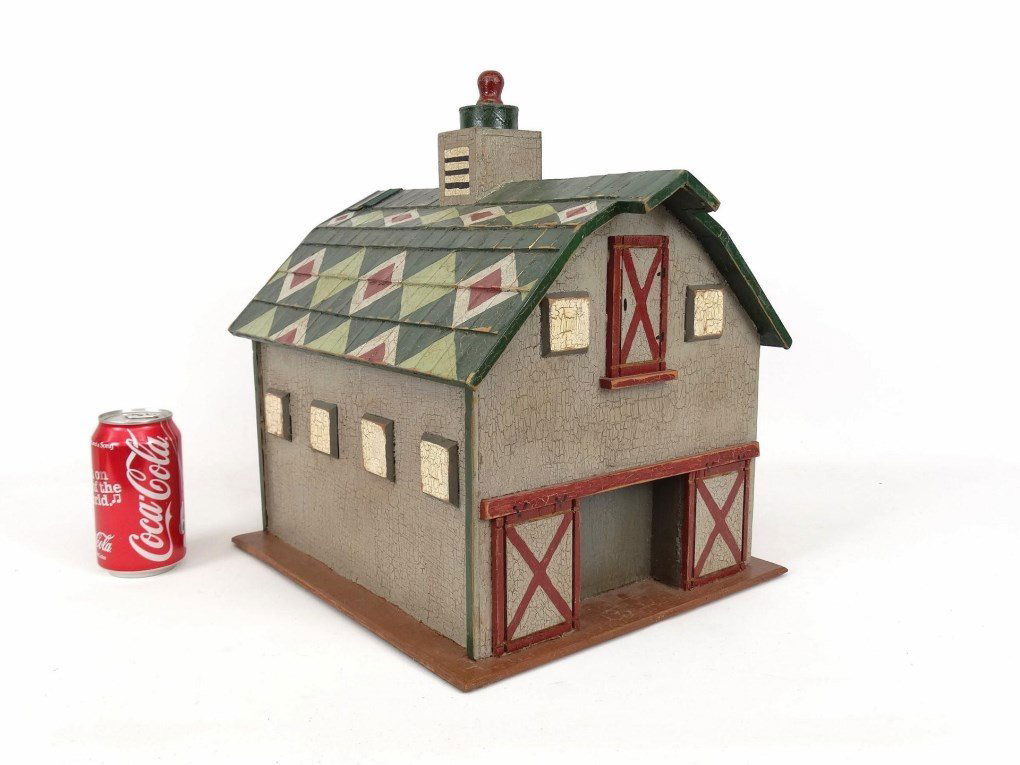 Folk Art Painted Wooden Barn (1 of 8)