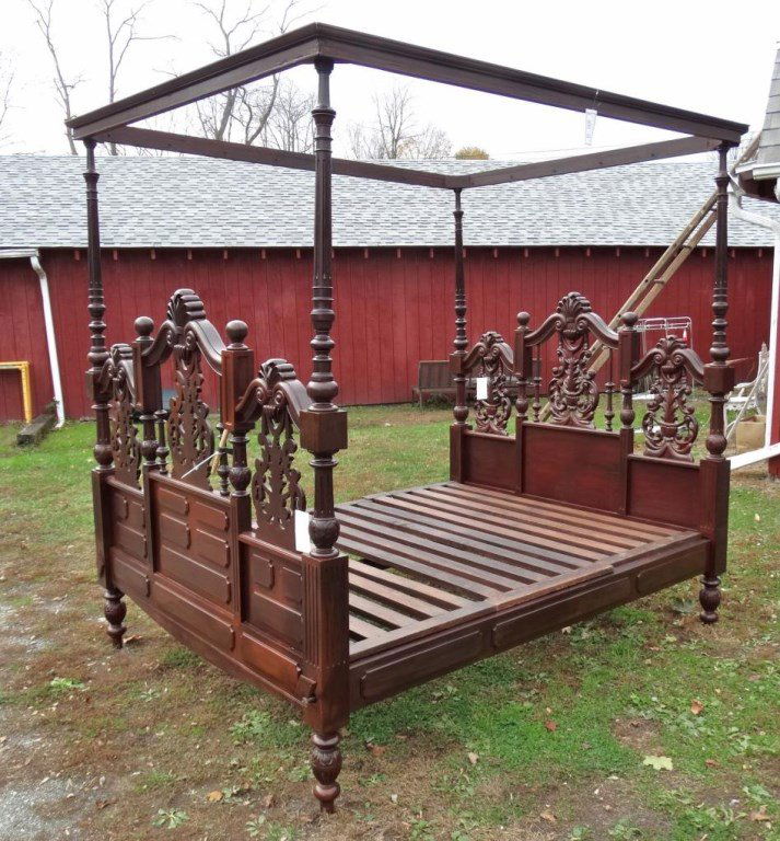 Monumental Carved Mahogany Bed (1 of 10)