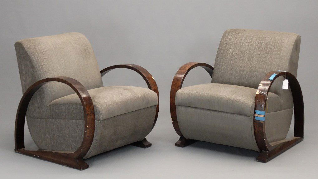 Pair Of Art Deco Easy Chairs (1 of 7)