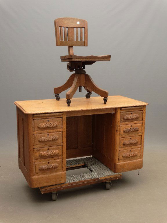 Victorian Oak Desk & Chair (1 of 6)