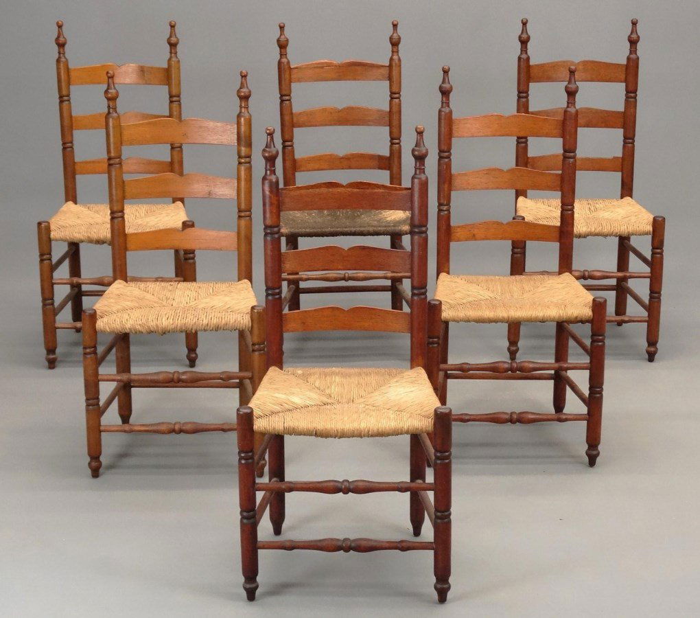 Set of (6) 18th c. Demarest N.J. Chairs (1 of 10)