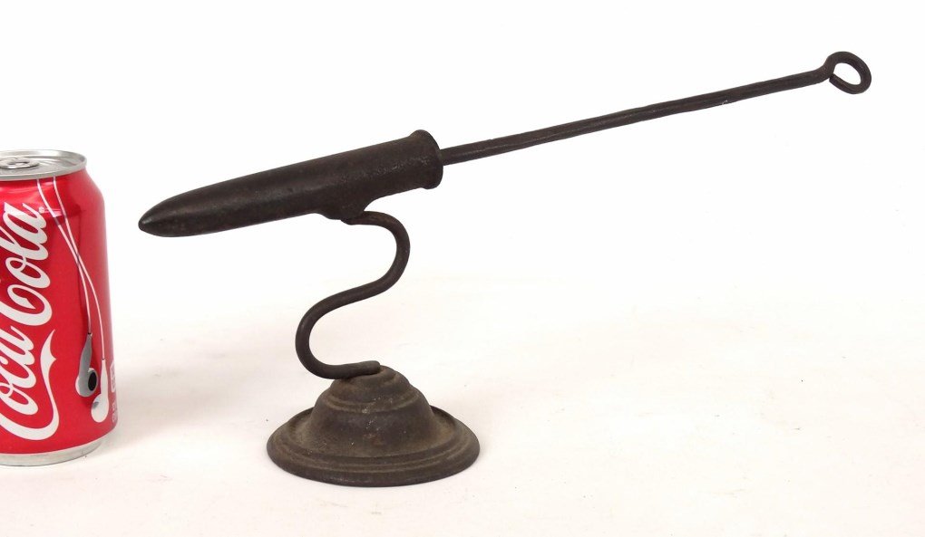 19th c. Gophering Iron: 19th c. Gophering iron. 14" L., 5" Ht.. Provenance Linda Cunningham Collection.