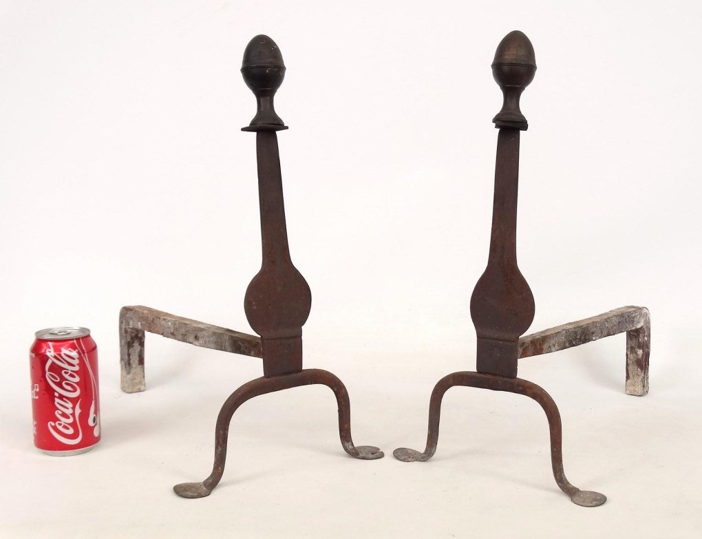 Pair 18th c. Knife Blade Andirons (1 of 4)