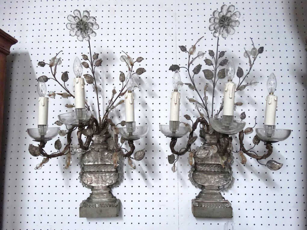 French Bronze, Rock & Crystal Cut Sconces (1 of 10)