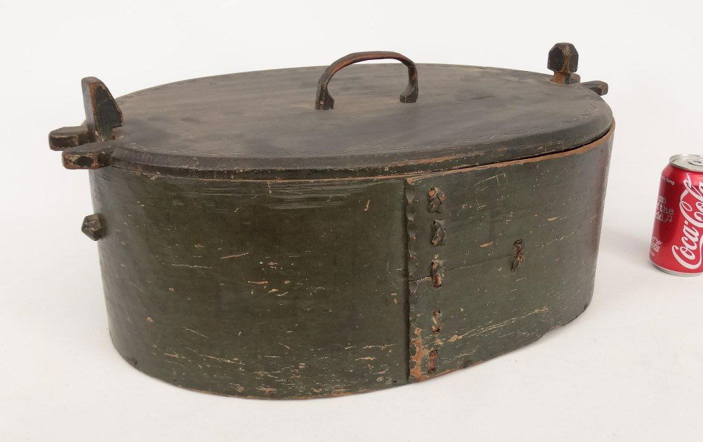19th c. Scandinavian Brides Box: 19th c. Scandinavian brides box in old green paint. 23" x 13" x 10 1/2" Ht.. Provenance: Richard Kyllo Collection New Jersey.