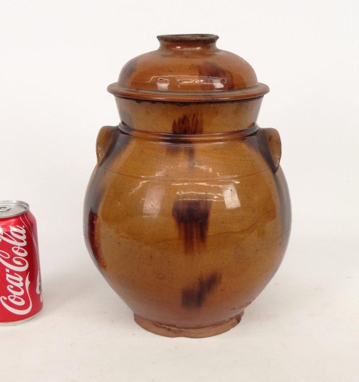 19th c. Redware Jar With Lid (1 of 10)