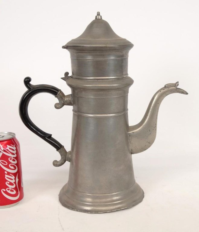 19th c. Pewter Coffee Pot (1 of 4)