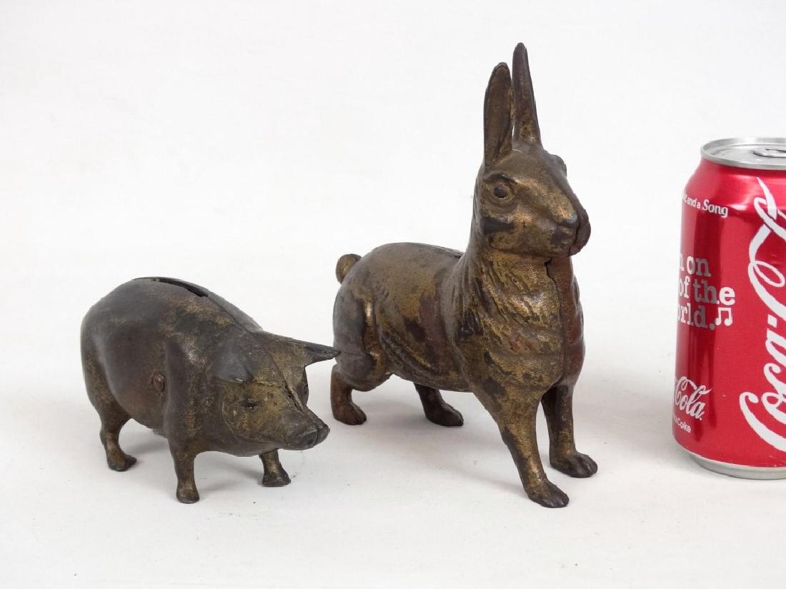 Cast Iron Rabbit & Pig Still Bank Lot (1 of 10)