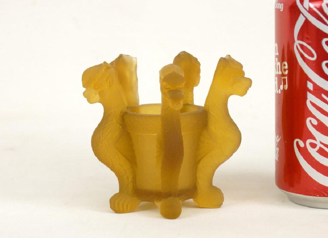 Frosted Amber Glass Griffin Stand (1 of 7)