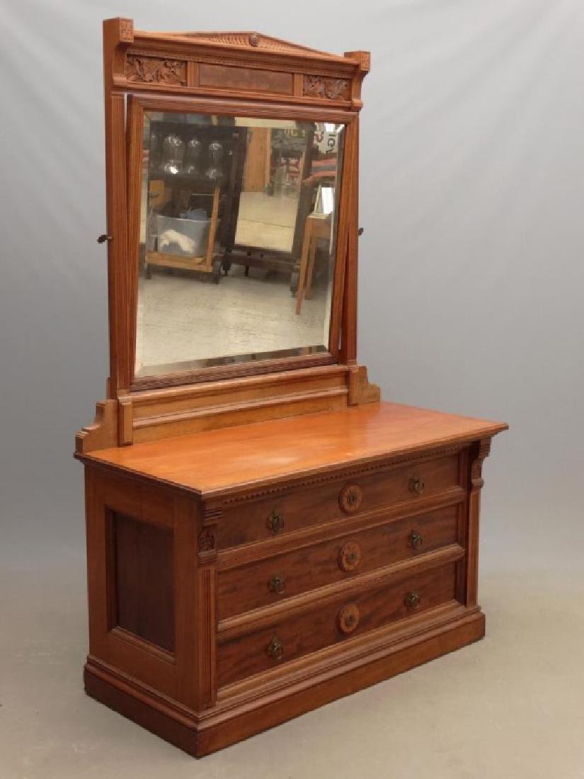 Victorian Dresser With Mirror: Victorian dresser with mirror. 51" x 24" x 79 1/2" Ht..