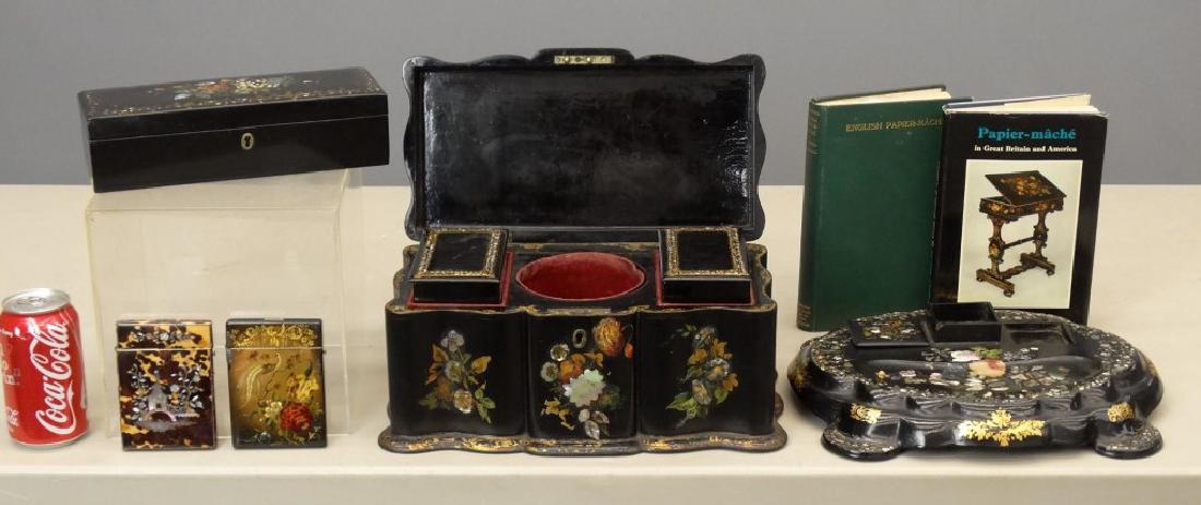 Papier Mache Mother Of Pear Inlaid Lot (1 of 9)