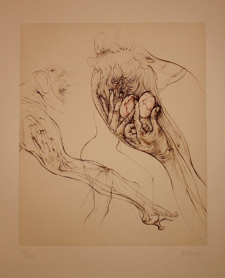 BELLMER HANS #7 untitled, circa 1970 64.00 x 50.00 c: BELLMER HANS #7 untitled, circa 1970 64.00 x 50.00 cm original etching in two colours from a drawing signed and numbered on 150 exemplaries with a pencil by the artist