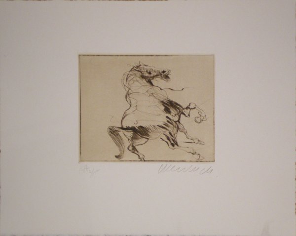 Claude WEISBUCH 2 engraving "Cheval" & "Violoniste": Claude WEISBUCH (Né en 1927)2 engraving in black "Cheval" Signed and quoted E.A. in pencil by the artist 29 x 38 cm . "Violoniste" Signed and numbered E.A. XVI/XVII in pencil by the artist 38 x 29 cm
