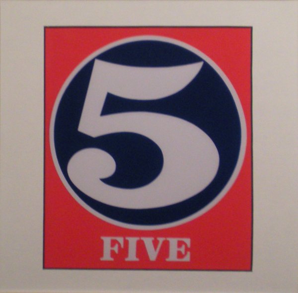 Robert INDIANA (born in 1928) "Number five": Robert INDIANA (born in 1928) "Number five" Silkscreen in color - Multiple 20 x 24 cm