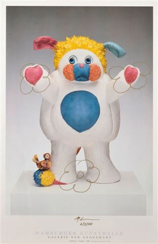 Jeff KOONS (born in 1955) "Popples": Jeff KOONS (born in 1955) "Popples", 1998 Offset lithograph in colors, signed and dated 2/13/2000 in the middle with a golden pencil, with an original drawing from Jeff Koons. Poster from the exhibiti