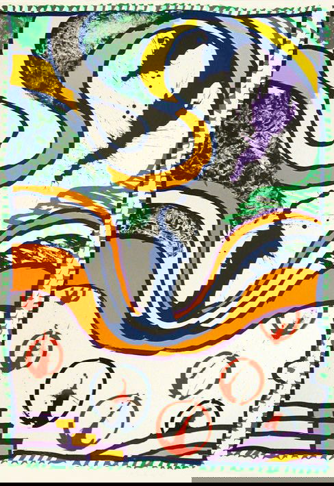 Zwischen den zeilen,: PIERRE ALECHINSKY 1993 - Lithograph in colors signed and numbered on 90 exemplaries with a pencil by the artist - 87 x 59,5 cm