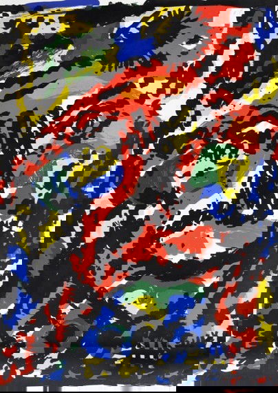 Lithograph in colors: HELMUT MIDDENDORF (Born in 1953) Lithograph in colors - signed and numbered A.P. 1/50 exemplaries in pencil by the artist at the bottom - 90,5 x 63,5 cm