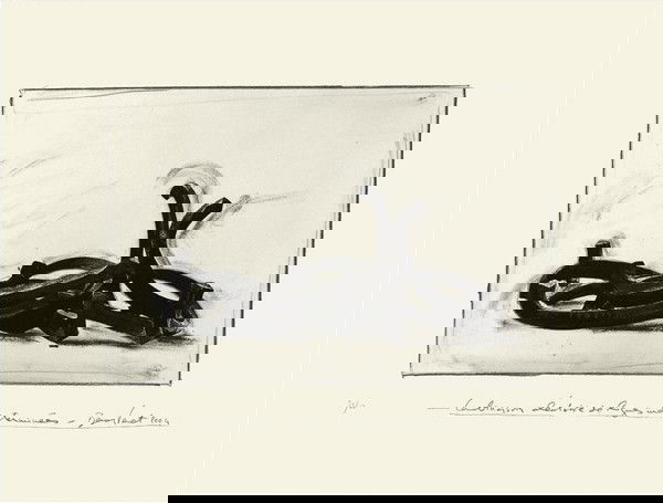 Combinaison aléatoire de lignes indéterminées: BERNAR VENET- 2004 - Original lithograph on "Rivoli" Ivory paper in 2 passings, signed and numbered on 40 exemplaries by the artist at the back - very rare artwork - 50 x 65 cm