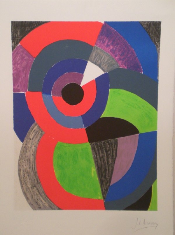 DELAUNAY SONIA original lithograph in color: lithograph in color, signed in pencil by Sonia Delaunay's assignee + seal of the foundation 76 x 56 cm