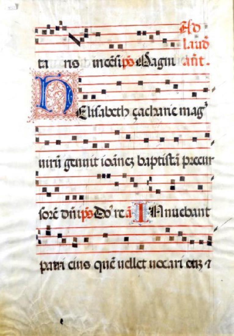 FRAMED MUSICAL MANUSCRIPT ON VELLUM (1 of 3)