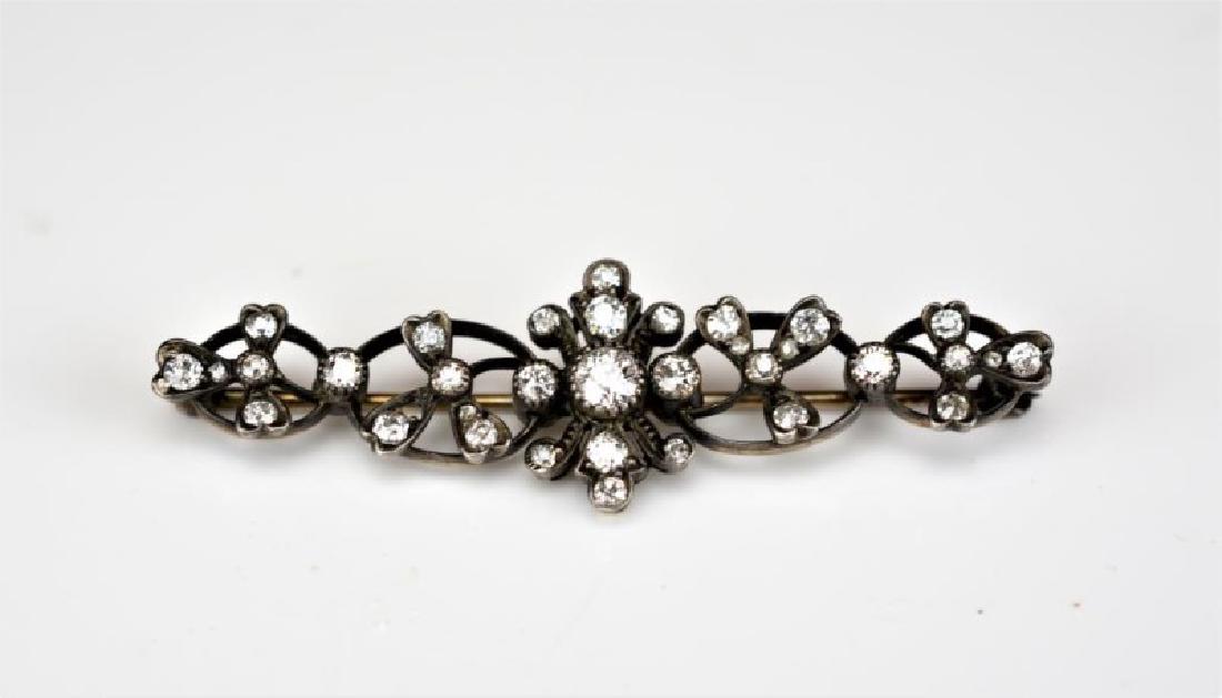 ANTIQUE DIAMOND AND GOLD BAR BROOCH (1 of 1)