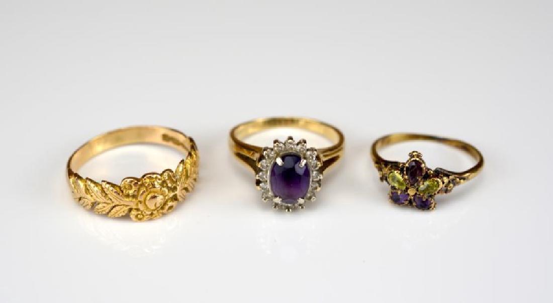 THREE GOLD RINGS SET W/ SEMIPRECIOUS STONES (1 of 1)