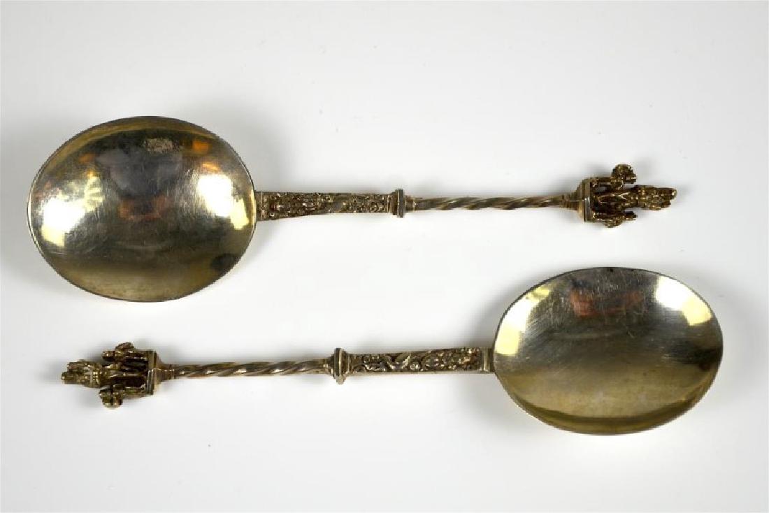 PAIR OF CONTINENTAL SILVER SERVING SPOONS (1 of 3)