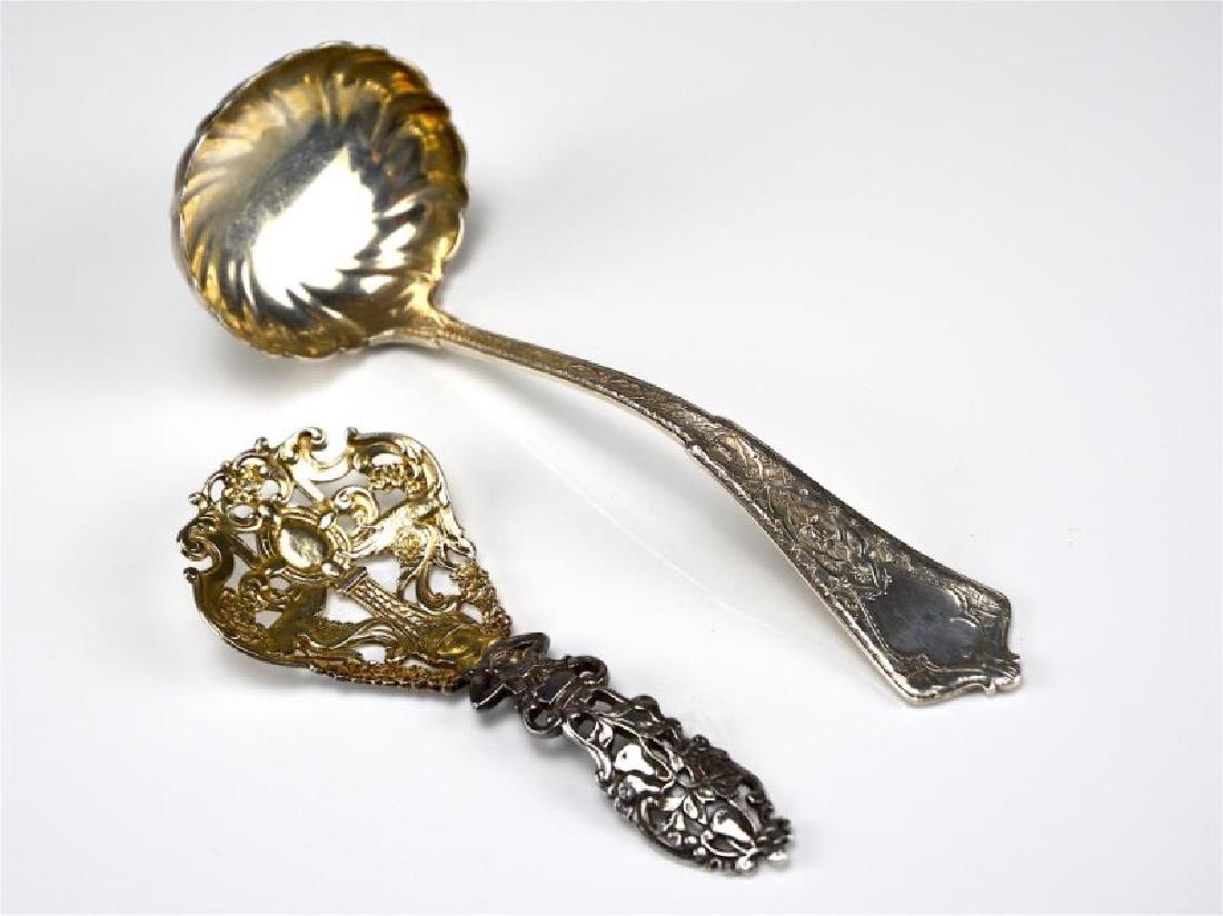 TWO AMERICAN SILVER SERVING SPOONS (1 of 5)