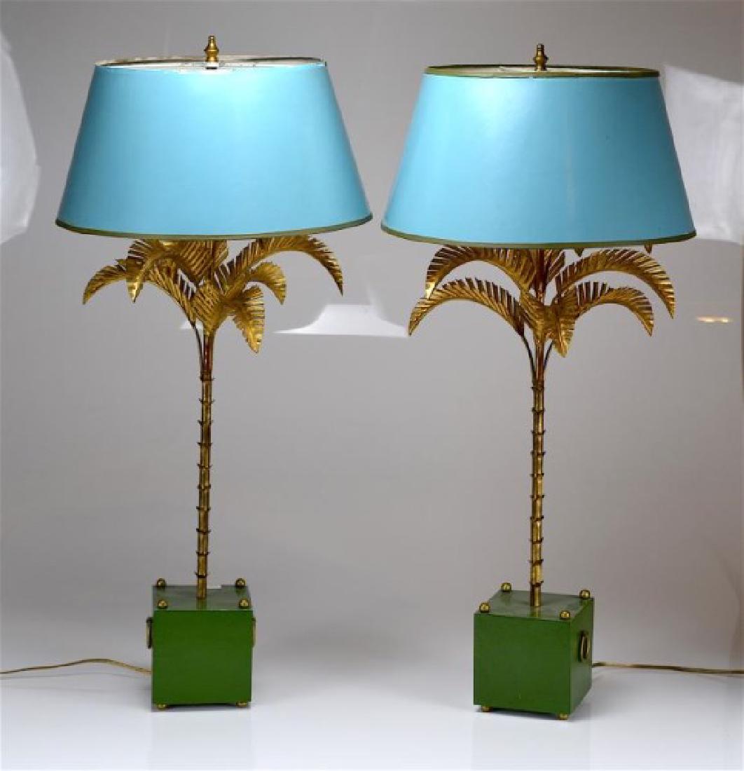 PAIR OF VINTAGE PALM TREE TABLE LAMPS (1 of 3)