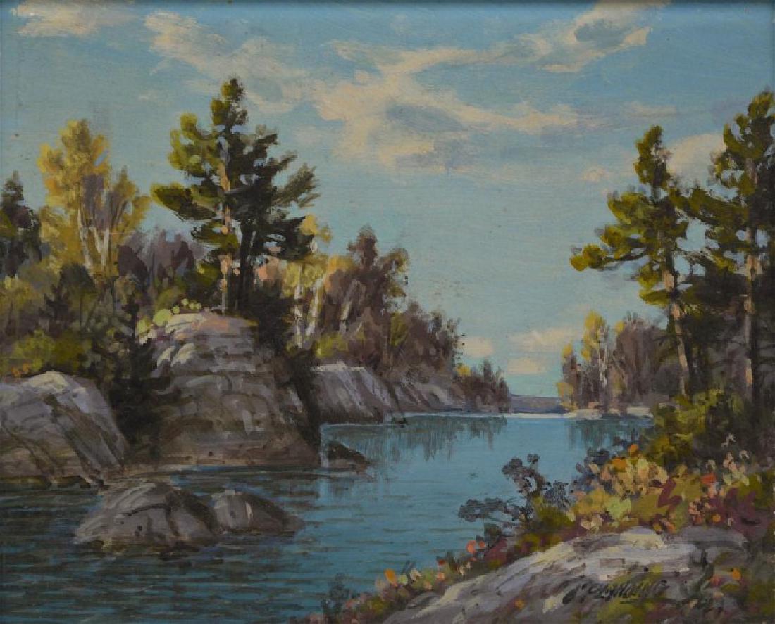 OTTO PLANDING (Canadian, 1887-1967): Two works: Pickerel River, Georgian Bay Oil on masonite Signed lower right Size: 8 x 10 in (20.3 x 25.4 cm)