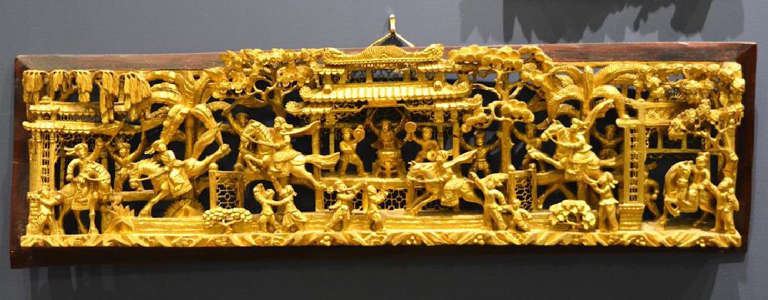 CHAOZHOU CARVED GILT AND LACQUERED WOOD PANEL (1 of 1)