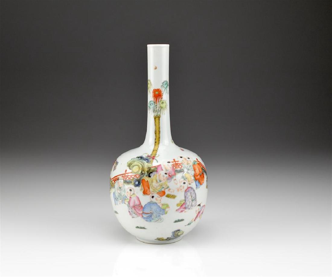 CHINESE FAMILLE ROSE PORCELAIN BOTTLE VASE (1 of 6)