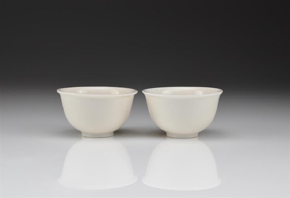 PAIR OF CHINESE MING DYNASTY DEHUA WHITE CUPS (1 of 7)