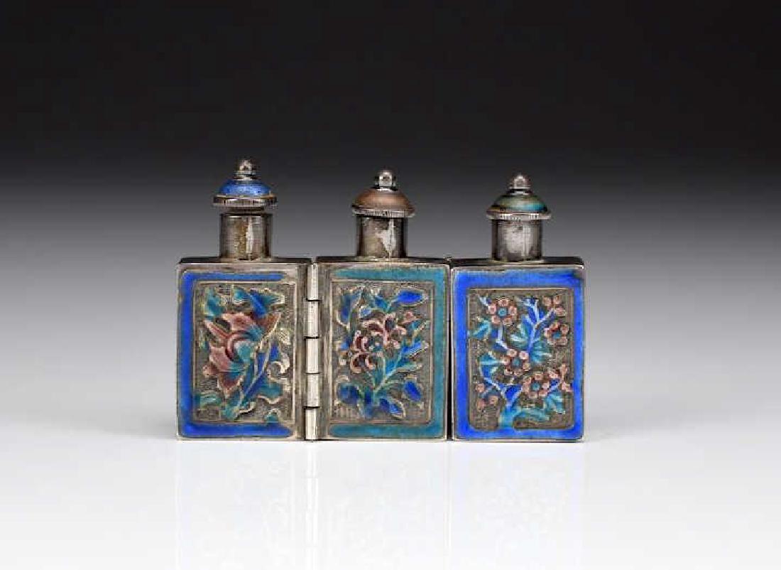 CHINESE EXPORT SILVER TRIPLE SNUFF BOTTLE (1 of 8)