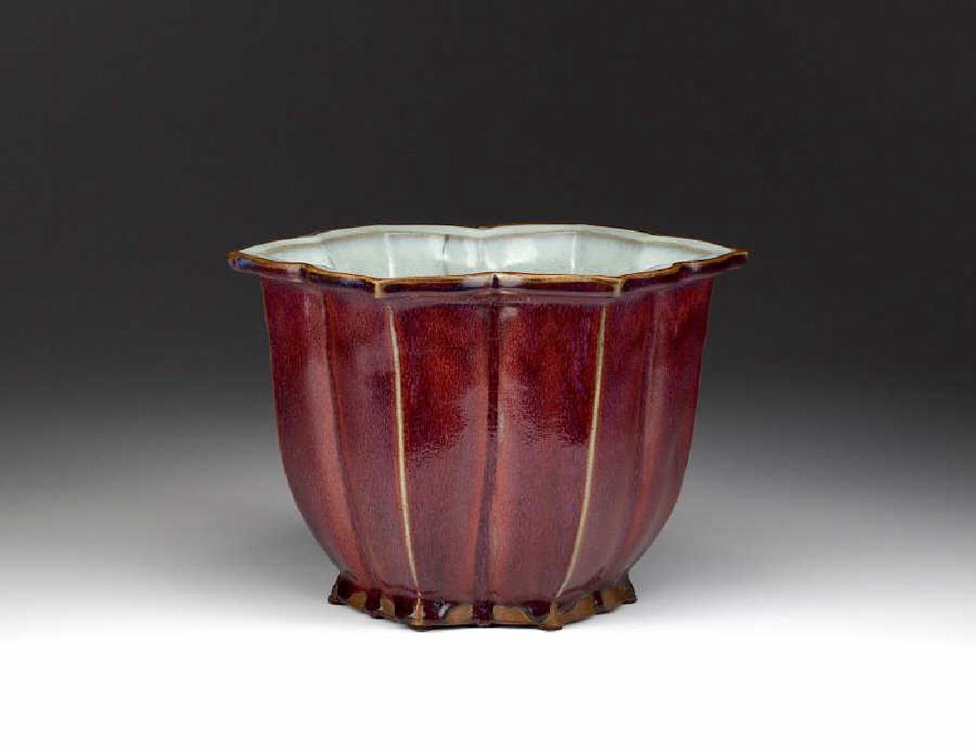 PURPLE FLAMBE GLAZED PORCELAIN PLANTER (1 of 9)