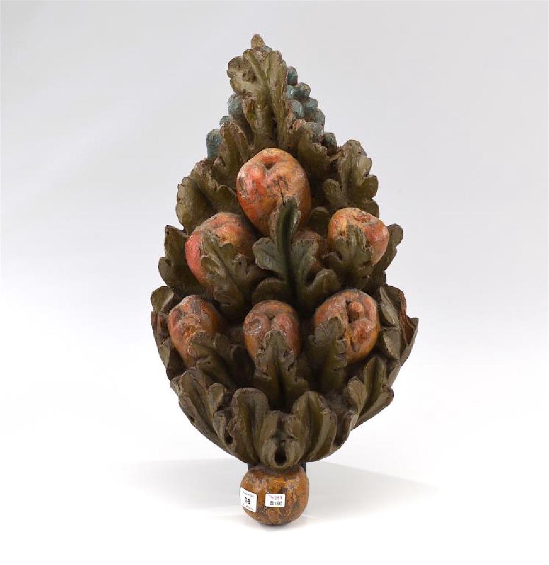 19th C polychrome oak carved wall plaque (1 of 3)