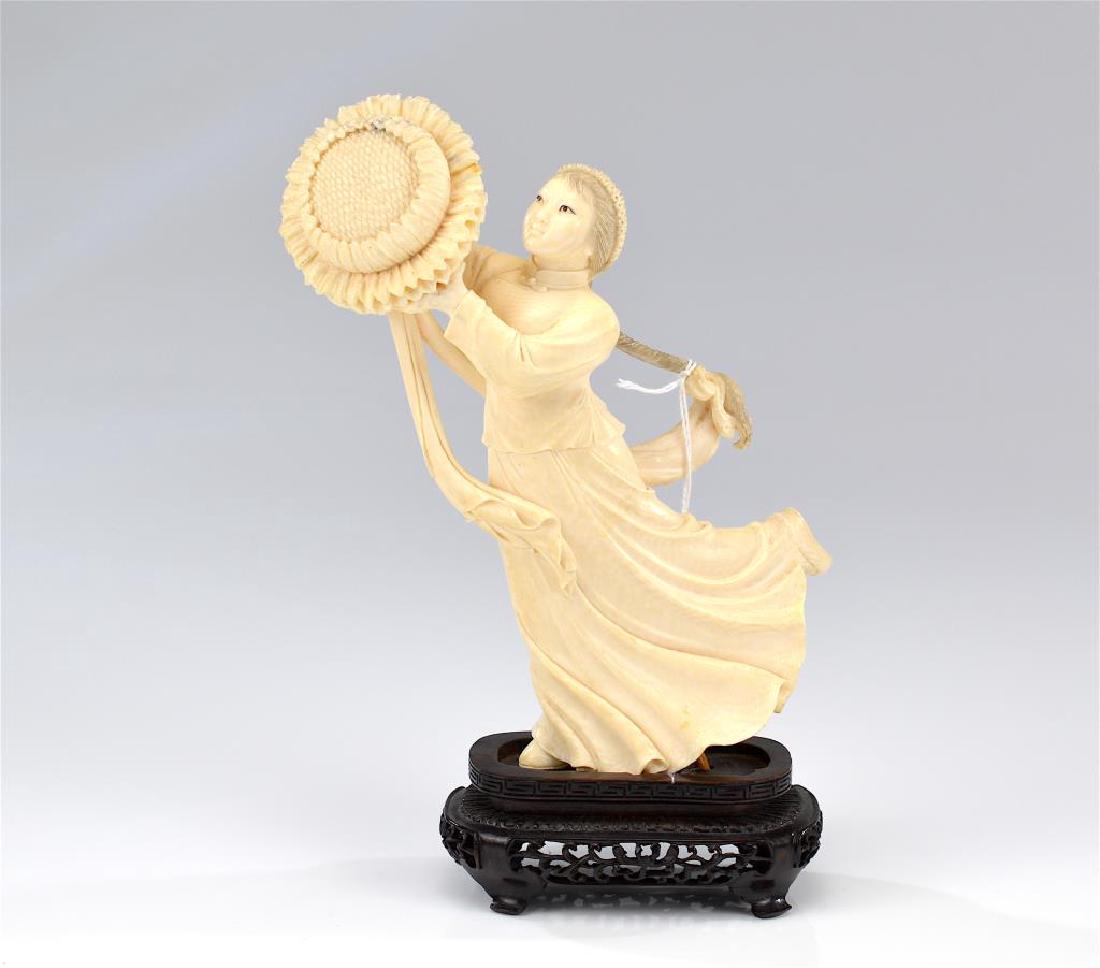 Chinese carved figure of a young girl (1 of 2)