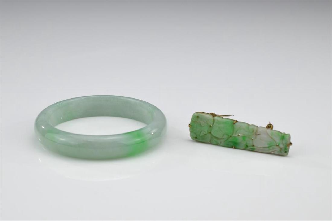 Chinese jadeite bangle and pin (1 of 4)