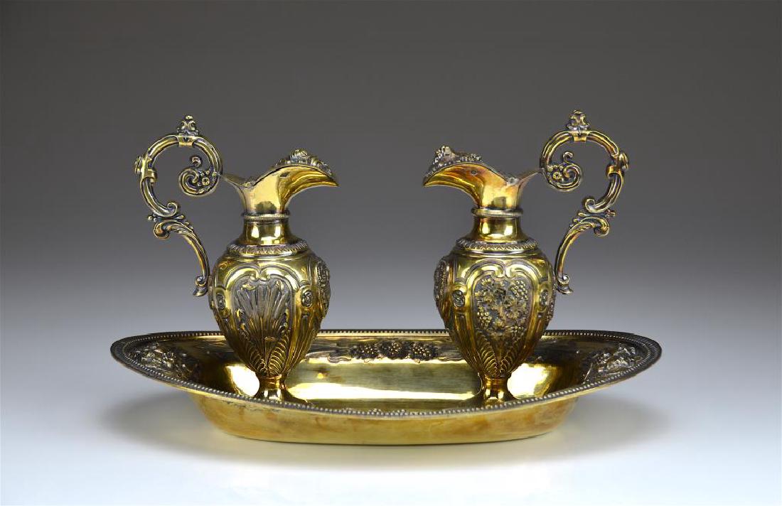 A 19th C FRECH SILVER GILT ALTAR CRUET (1 of 2)