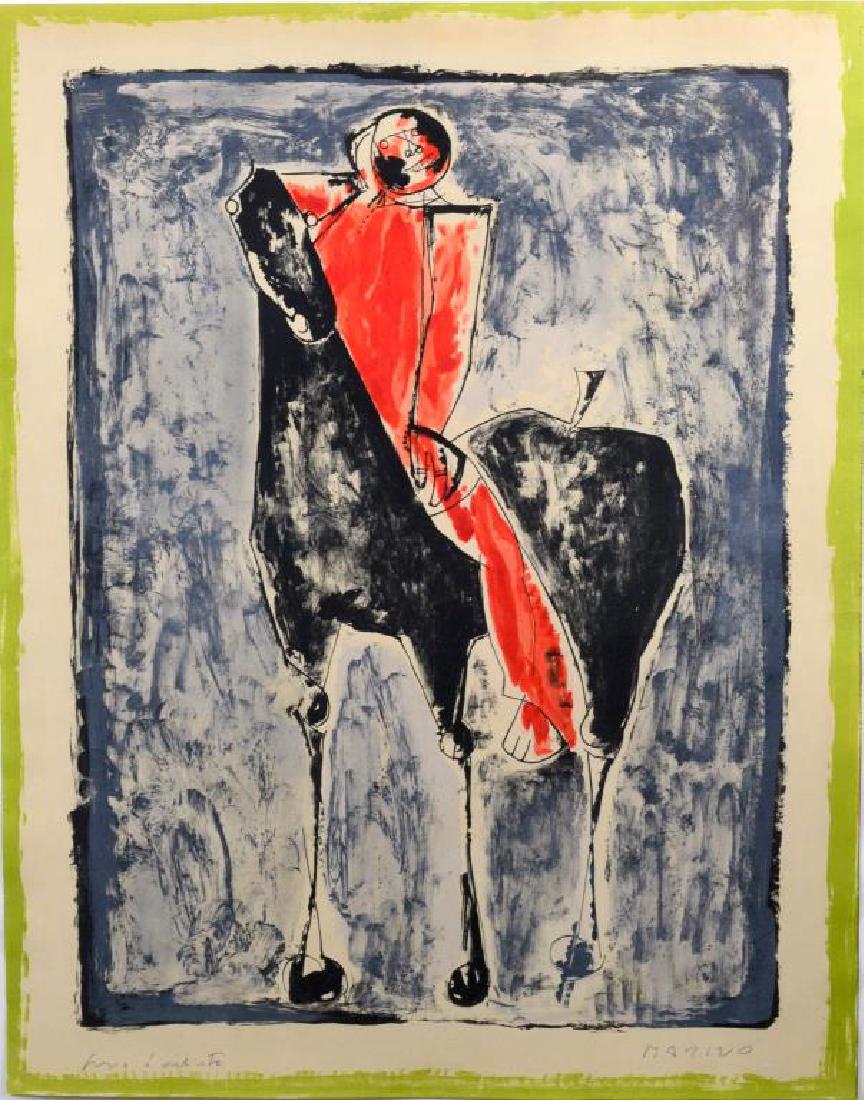 MARINO MARINI (Italian, 1901-1980): Cavalier Rouge, 1953 Colour lithograph Signed and inscribed prova d'artista in pencil to margin[Goustalla, L46] Size: 25.6 x 20.1 in (65 x 51 cm)