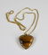 Gold and tiger's eye heart pendant and gold chain
