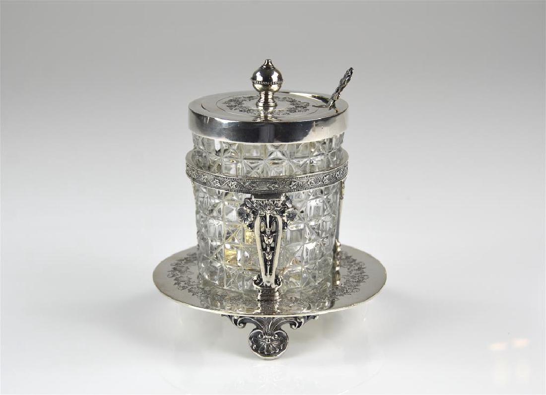 Victorian silver plate Walker & Hall jam pot (1 of 3)