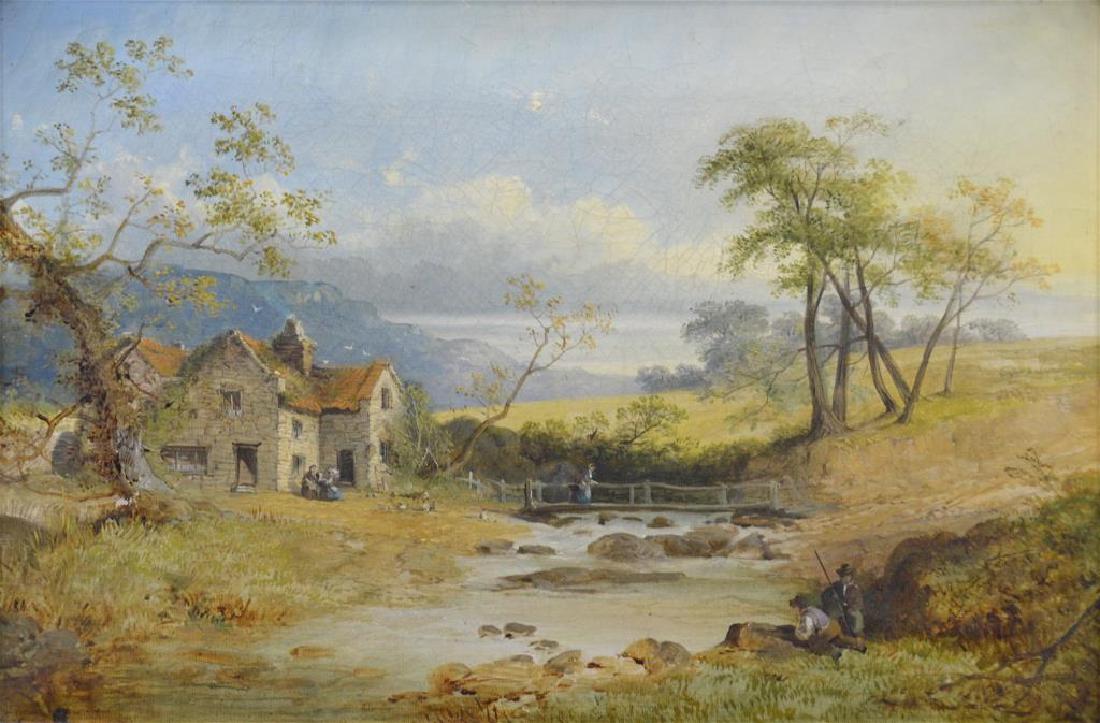 19TH C. BRITISH SCHOOL: View of a Cottage in Montgomeryshire Oil on canvas Size: 12 x 18 in (30 x 46 cm)