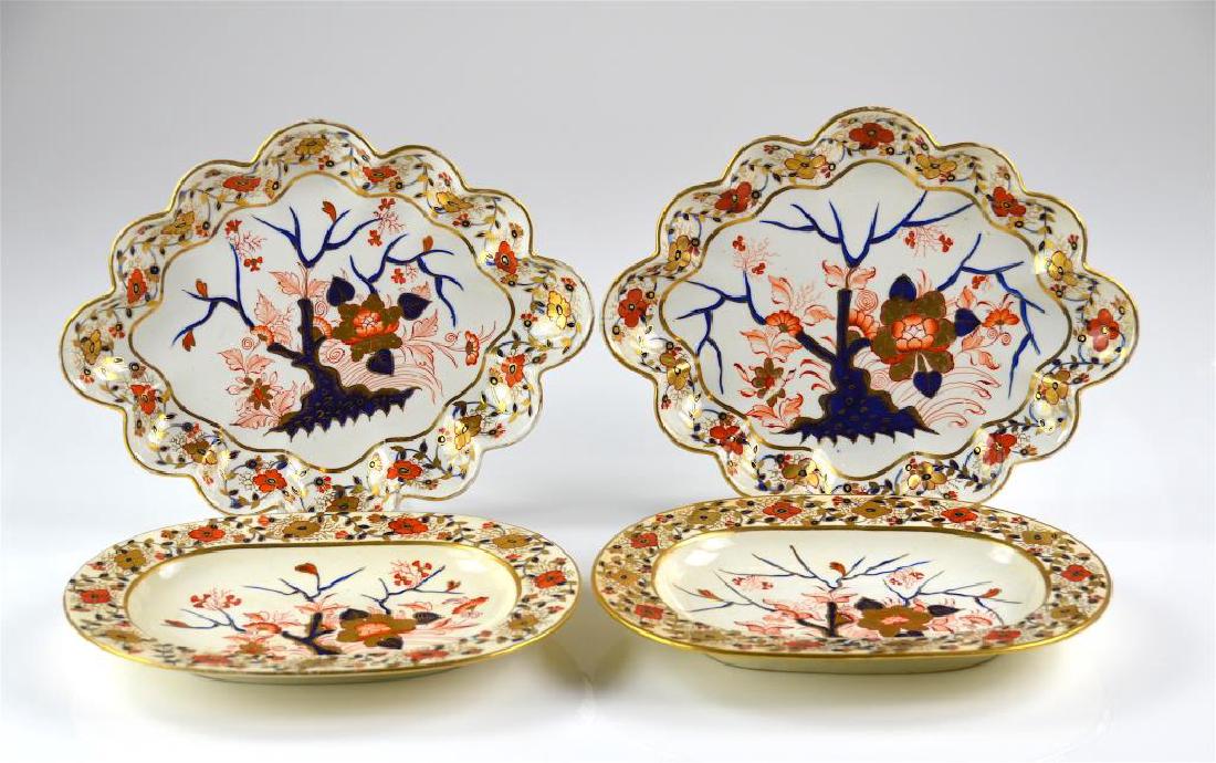 Four 19th C Derby Imari pattern serving dishes (1 of 4)