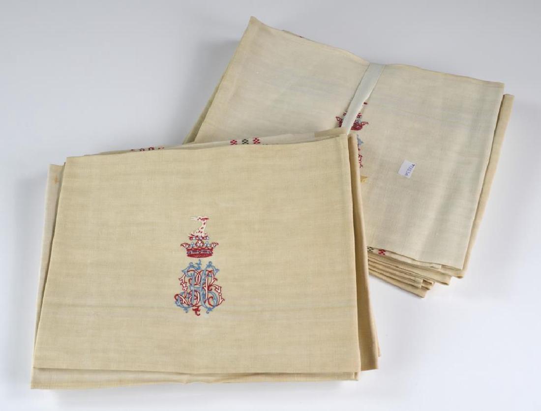 Twelve monogrammed and crested linen napkins (1 of 4)