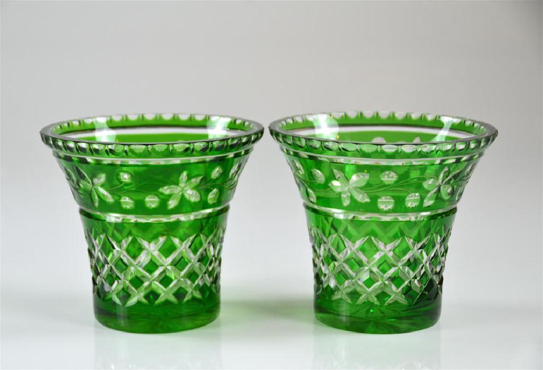 Pair of Bohemian flashed glass vases (1 of 1)