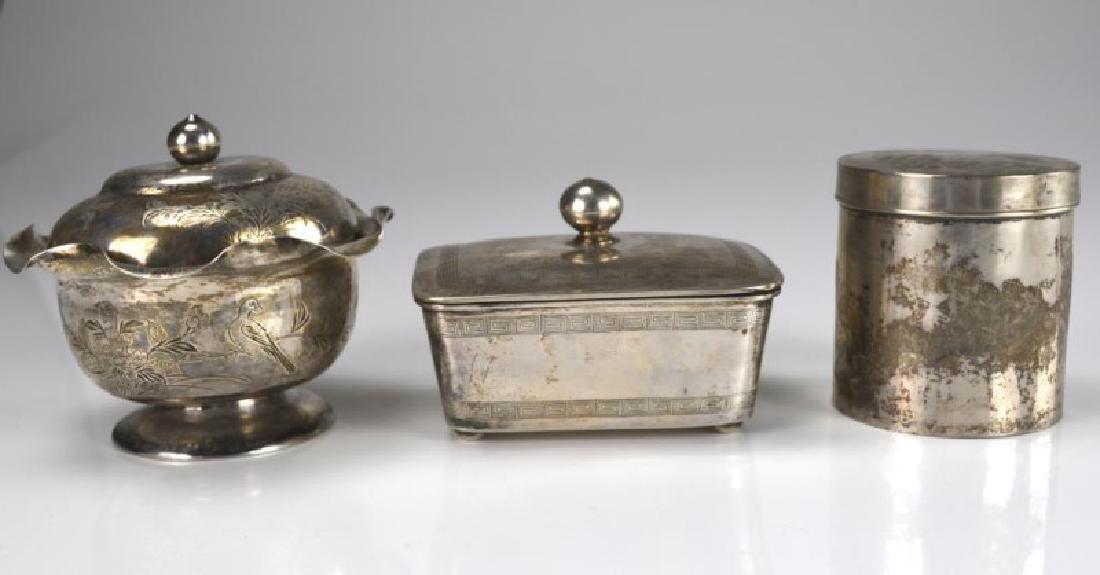 THREE CHINESE EXPORT SILVER COVERED CONTAINERS (1 of 9)