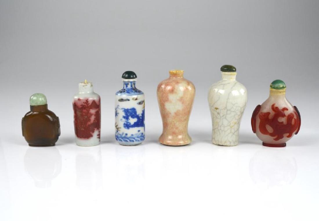 GROUP OF SIX CHINESE SNUFF BOTTLES (1 of 3)