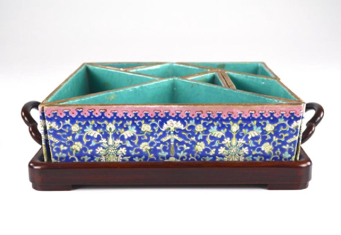 CHINESE FAMILLE ROSE PORCELAIN TANGRAM DISH SET (1 of 4)