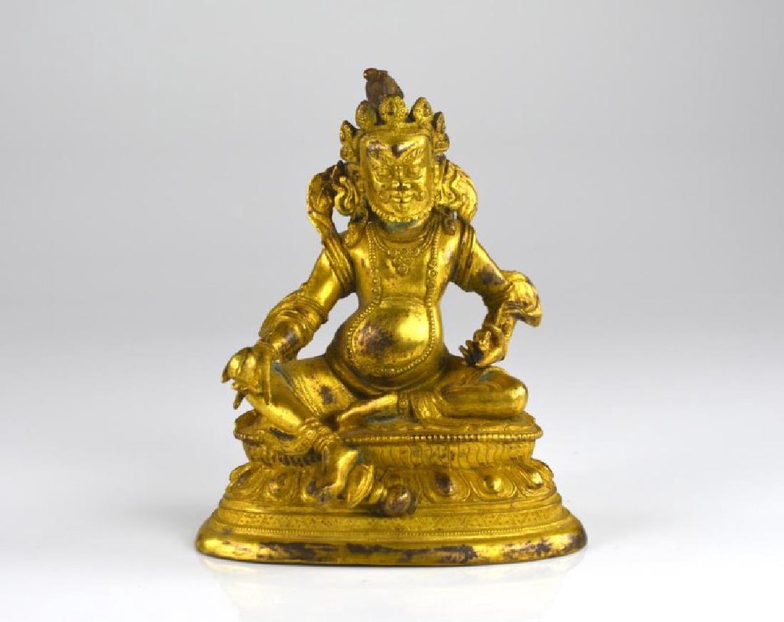 CHINESE GILT BRONZE STATUE OF YELLOW JAMBHALA (1 of 6)